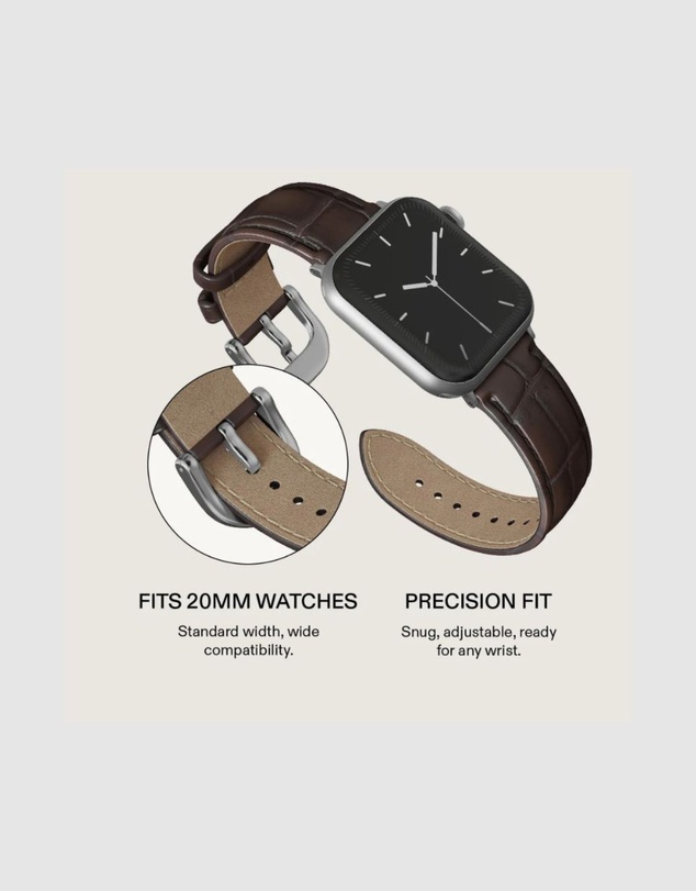 Burga - Burga Apple Watch 42/44/46/49 Leather Band - Silver Clasp Espresso