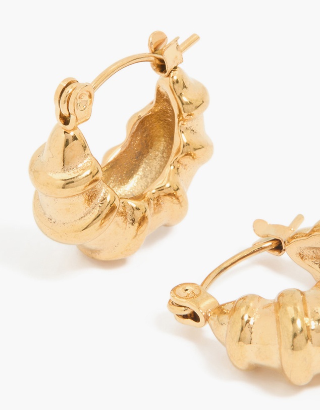 Lovisa - Waterproof Gold Plated Stainless Steel Chunky Detailed Hoop Earrings