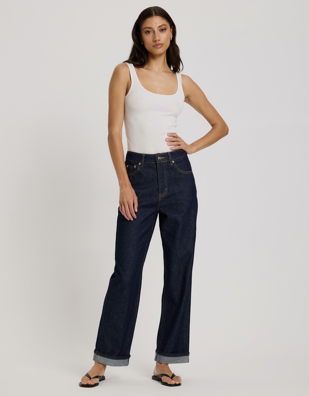 Atmos&Here - Mona Mid Rise Turn-Up Jeans