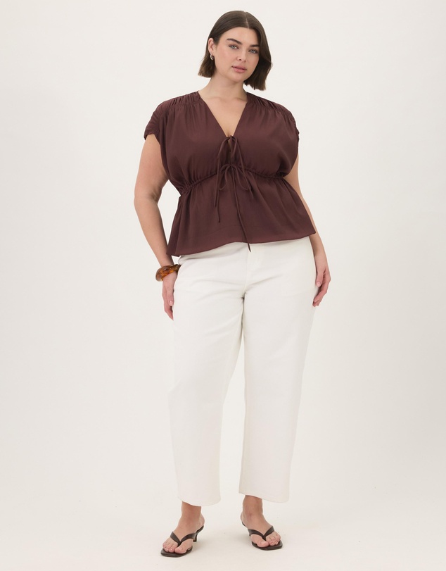 Atmos&Here Curvy - Hailey Organza Gathered Top