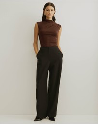 Atmos&Here - Ruched Neck Sleeveless Top