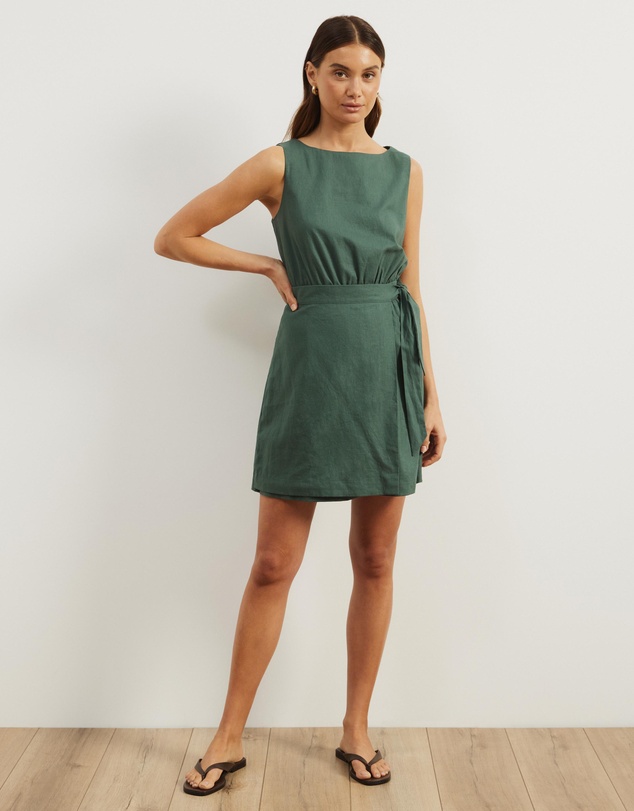Atmos&Here - Diana Linen Blend Wrap Mini Dress