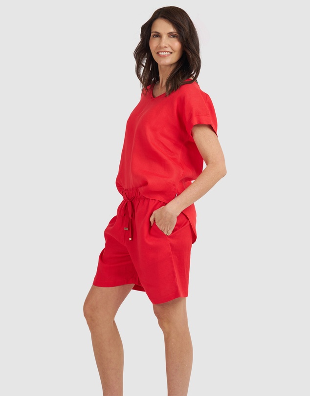 CAMIXA - Martina Linen V-Neck T-shirt