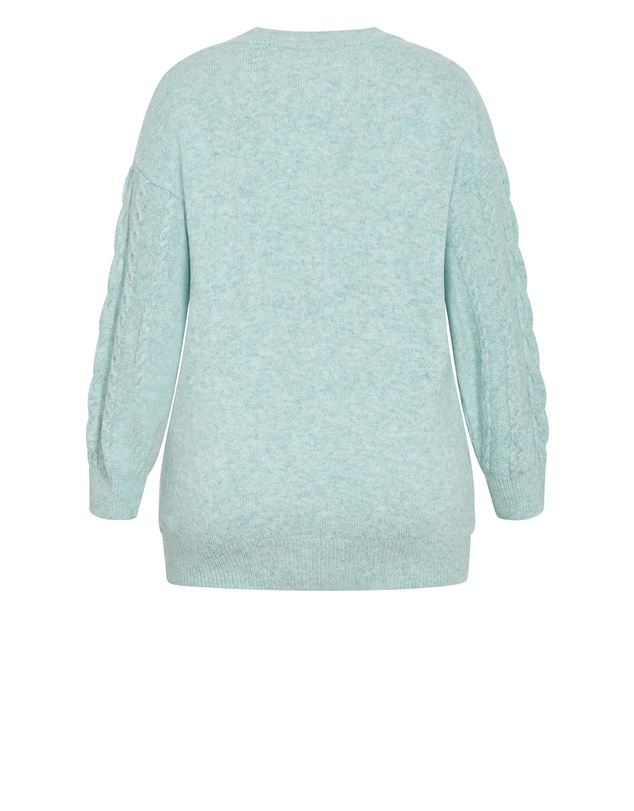 City Chic - Plus size Claudia Relaxed Knit Jumper - seafoam