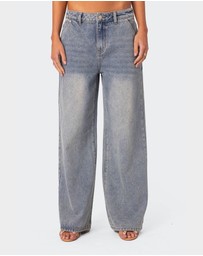 EDIKTED - Myla Washed Wide Leg Jeans