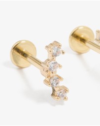 Lovisa - Gold Plated Surgical Steel Cubic Zirconia Flat Back Studs 2-Pack