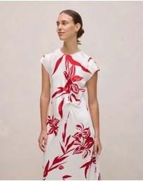 Trenery - Wild Iris Twist Front Column Dress in White
