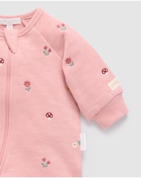 Purebaby - Embroidered Fleece Growsuit -Kids-Babies