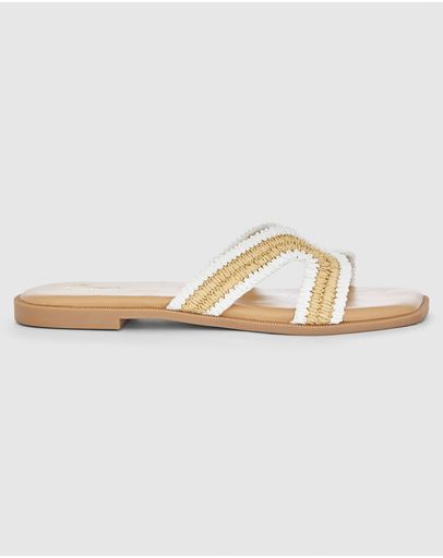 WHITE/NATURAL RAFFIA