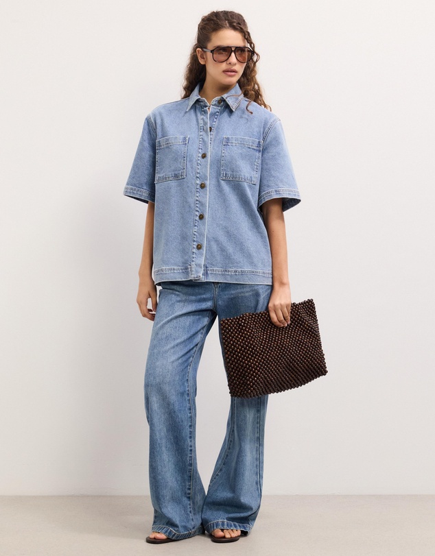 The Fated - Reese Oversized Short Sleeve Denim Shirt