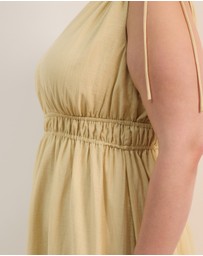 Atmos&Here Curvy - Luna Linen Blend Sleeveless Gathered Maxi Dress