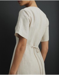 AERE - Camille Linen Button Down Midi Dress