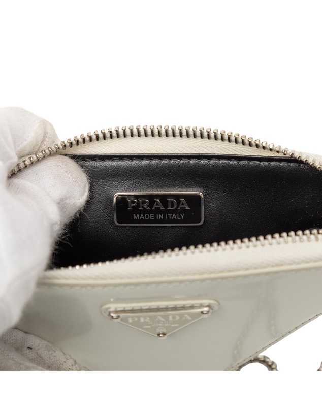 Prada - Pre-Loved Mini Brushed Leather Triangle Chain Pouch