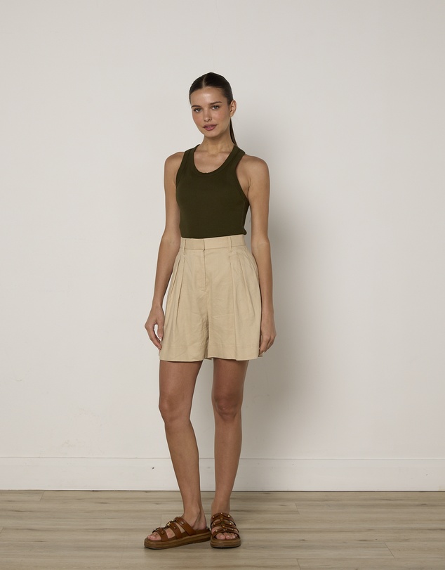 Cirkular - Pre-Loved - Bassike Army Green Ribbed Tank