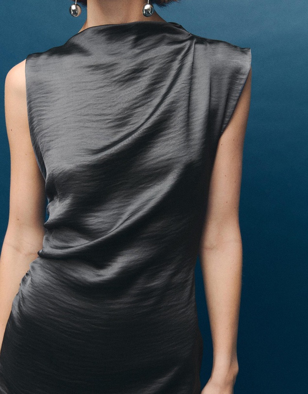 M.N.G - Satin Dress With Creased Effect