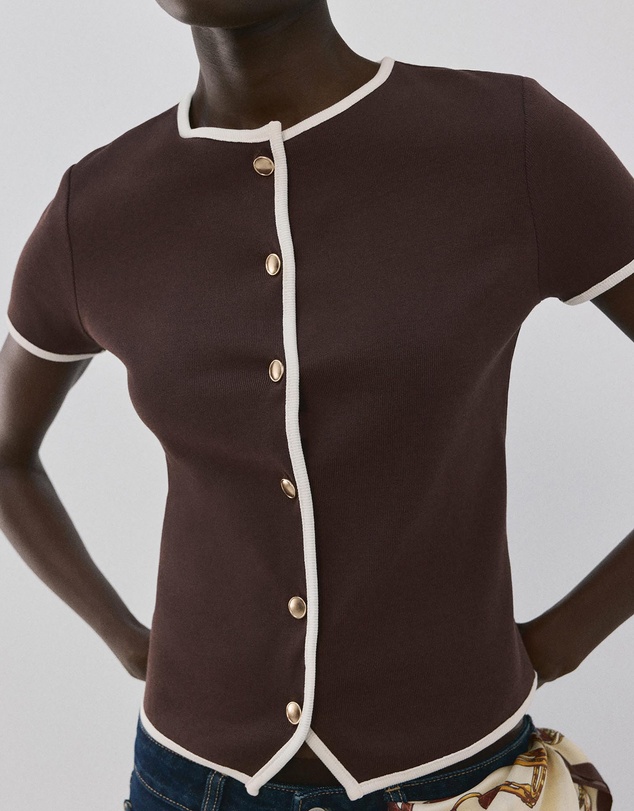 M.N.G - Buttoned Cotton T-Shirt
