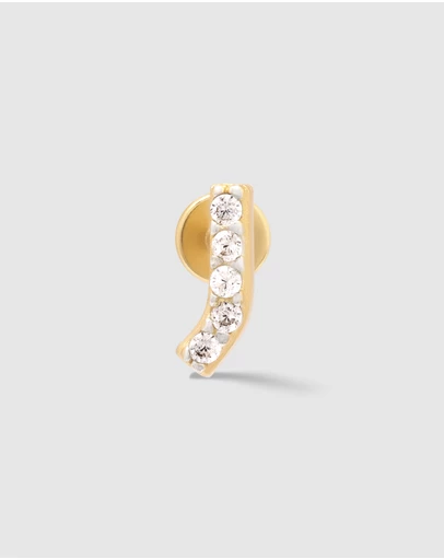 Wanderlust + Co - Alphabet Pave Gold Flat Back Earring - Letter J