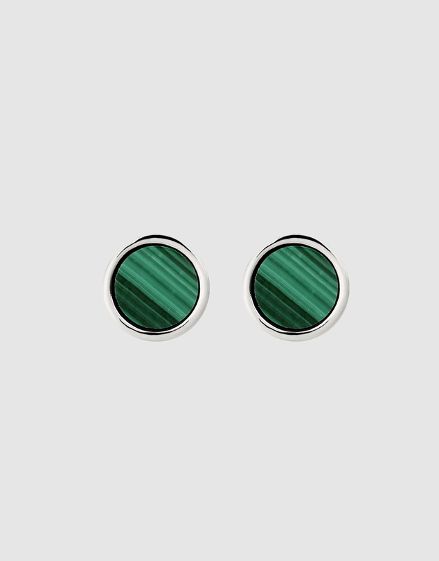 Kuzzoi - ICONIC EXCLUSIVE - Malachite Stud Earrings in 925 Silver