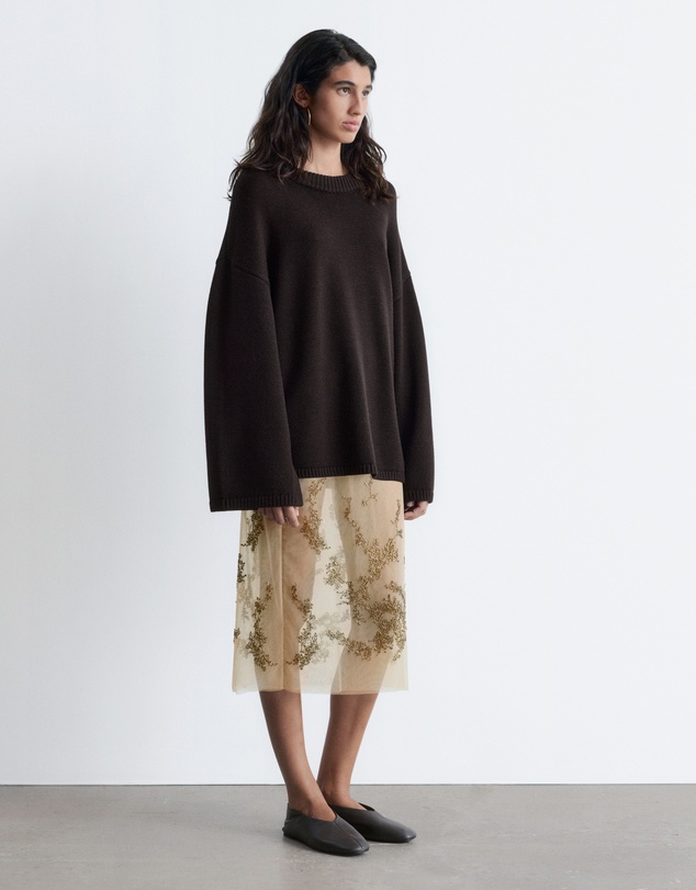& Other Stories - Embroidered Mesh Midi Skirt