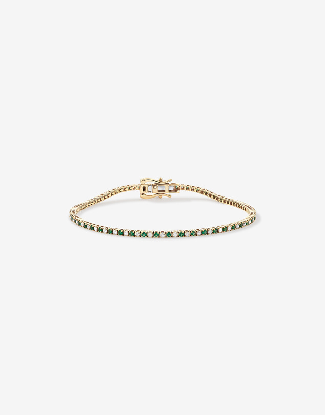 Michael Hill - 0.68 Carat TW Diamond and Created Emerald Tennis Bracelet in 10kt Yellow Gold