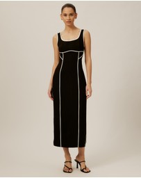 Tussah - Contrast Piping Crepe Midi Dress