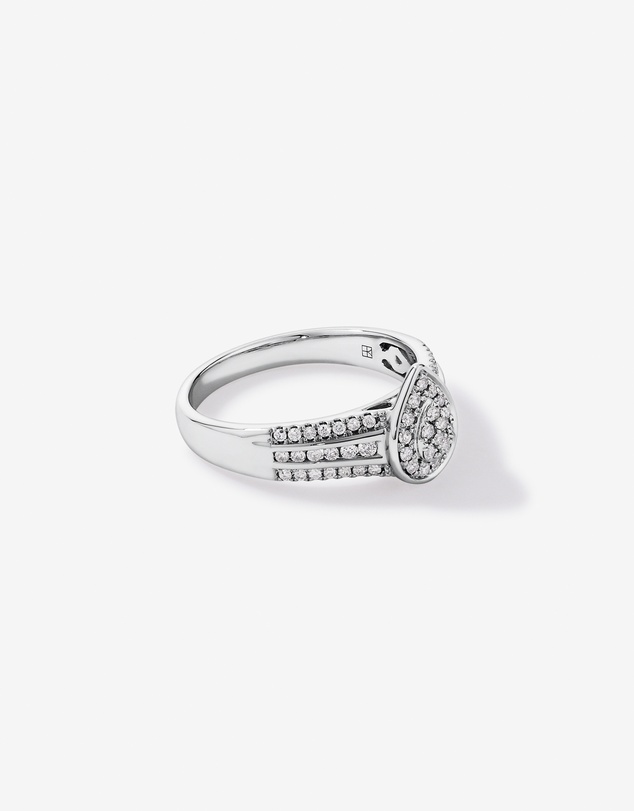 Michael Hill - 0.35 Carat TW Pear-Shaped Diamond Cluster Ring in Sterling Silver