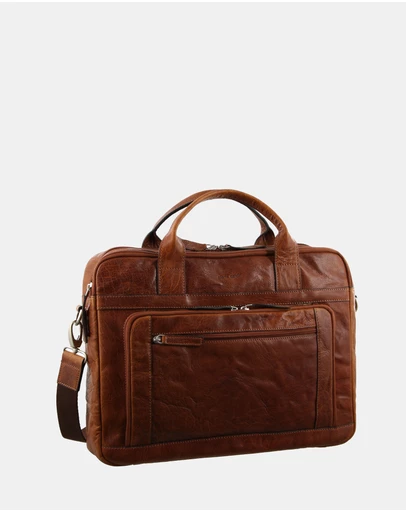 Pierre Cardin - Pierre Cardin Rustic Leather Computer/Business Bag