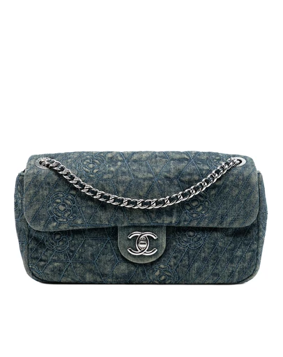 Pre-Loved by Azura Reborn - Pre-Loved Medium Embroidered Denim Camellia Flap