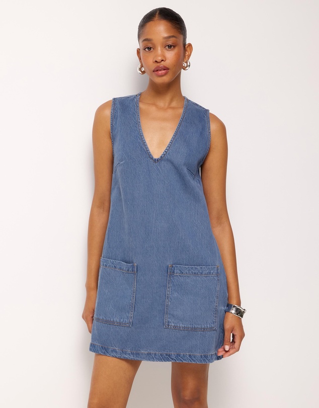 AERE - Neve Denim Twill Mini Dress