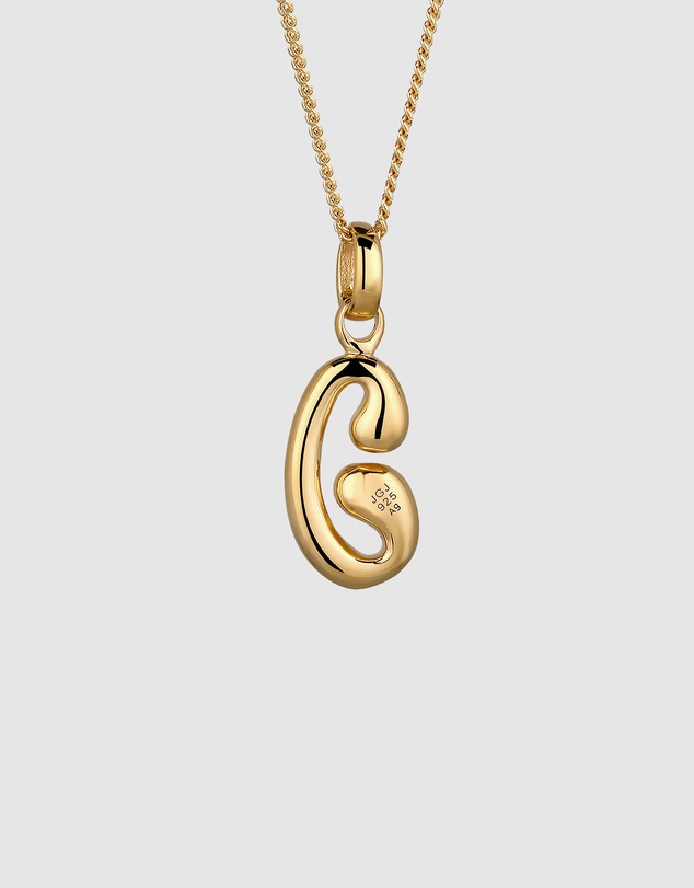 Elli Jewelry - Bubble Letter J Necklace in Gold-Plated 925 Silver