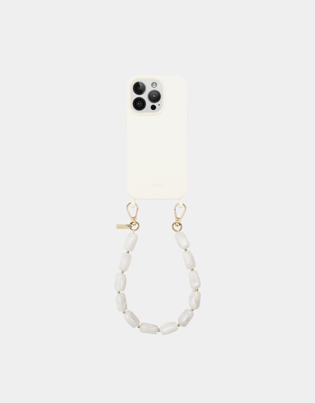 LOUVE COLLECTION - Coconut Off-White Case + Abbey Off-White Beads Wristlet