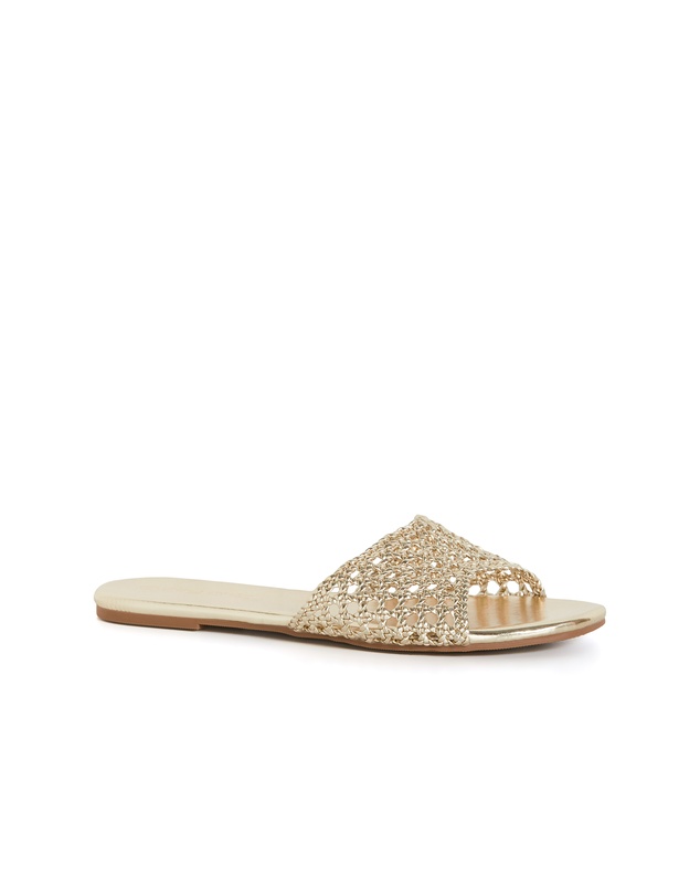 City Chic - Wide Fit Weave Flat Slide
