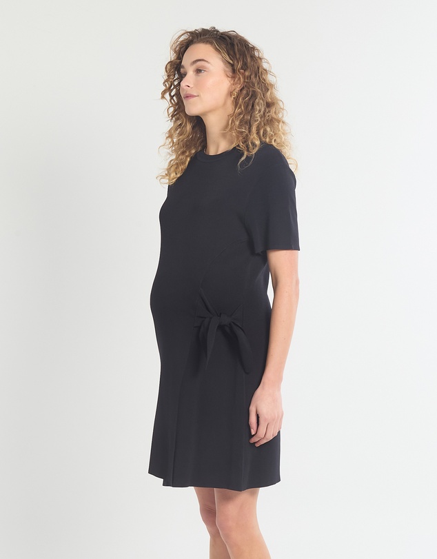 Soon Maternity - Crepe Knit Tie Dress