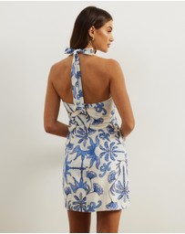 Atmos&Here - Bec Halter Neck Linen Blend Mini Dress