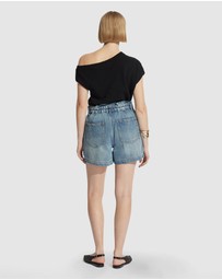Decjuba - Tatiana Paperbag Denim Shorts