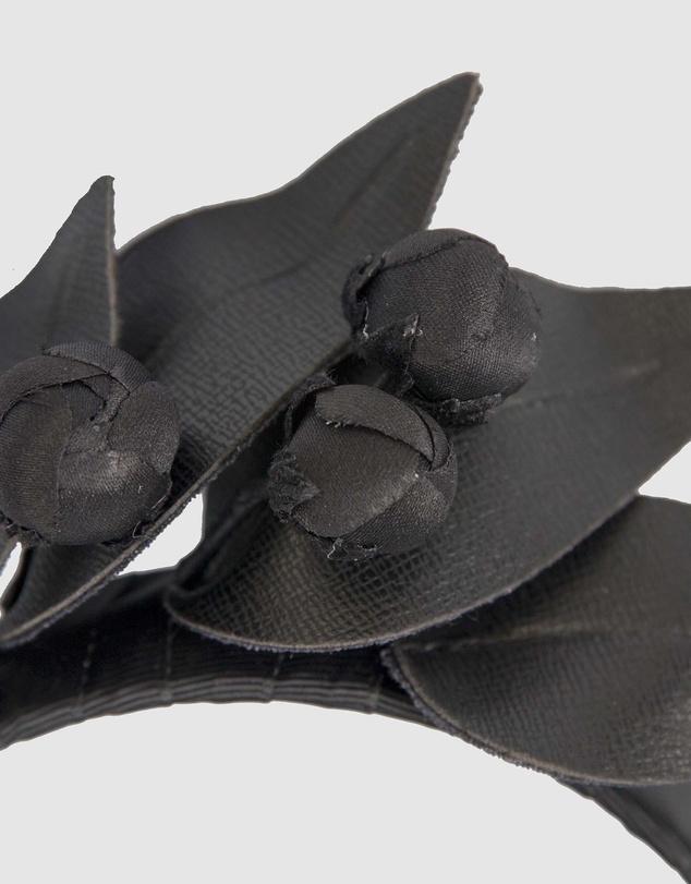 Max Alexander - Black Leather Flowers Headband