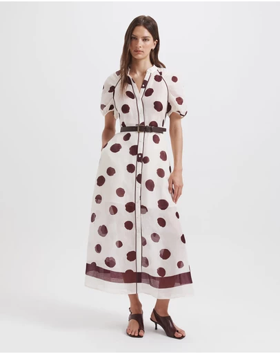 SABA - Dolcetto Silk Linen Midi Dress
