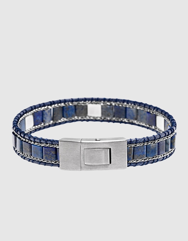 Nialaya Jewellery - Blue Lapis Stud Bracelet