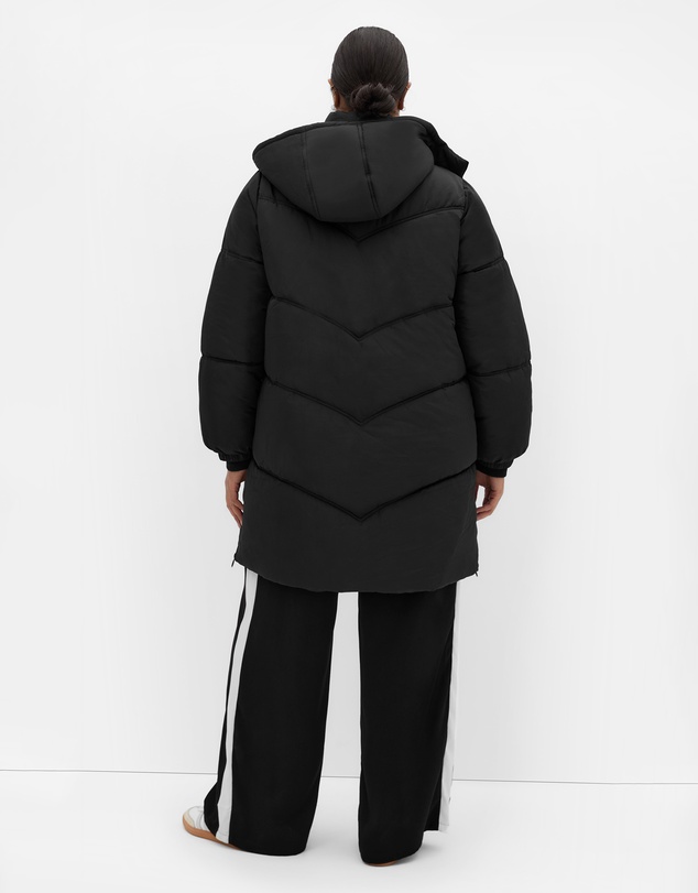 City Chic - Plus size Leah Longline Puffer Jacket - black