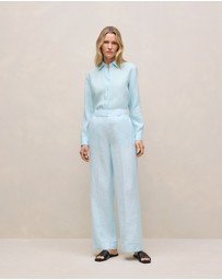 Trenery - Linen Classic Shirt in Pastel Blue