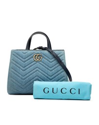 Pre-Loved by Azura Reborn - Pre-Loved Small GG Marmont Matelasse Denim Pearly Satchel