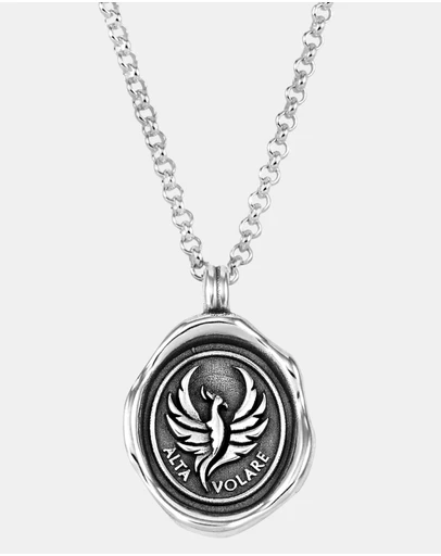 Dower & Hall - Men's 'Fly High' Phoenix Talisman Necklace In Sterling Silver