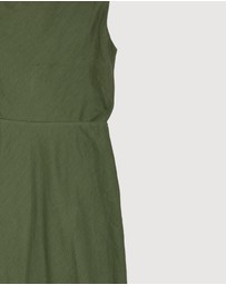 Revibe - Repaired AERE Fia Linen Draped Off Shoulder Maxi Dress - AU 12