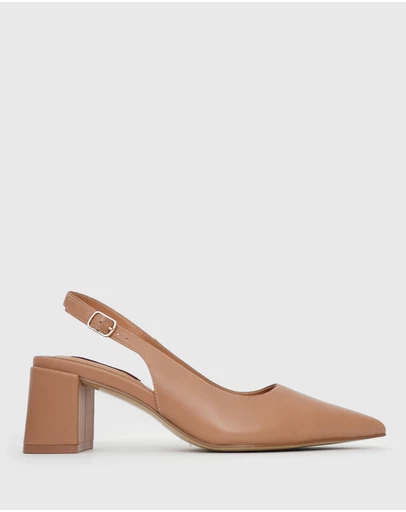 Betts - Wider Fit Kendra Leather Pointed Toe Slingback Pumps
