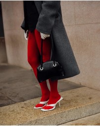 High Heel Jungle - Cherry Red Luxe Opaque Tights