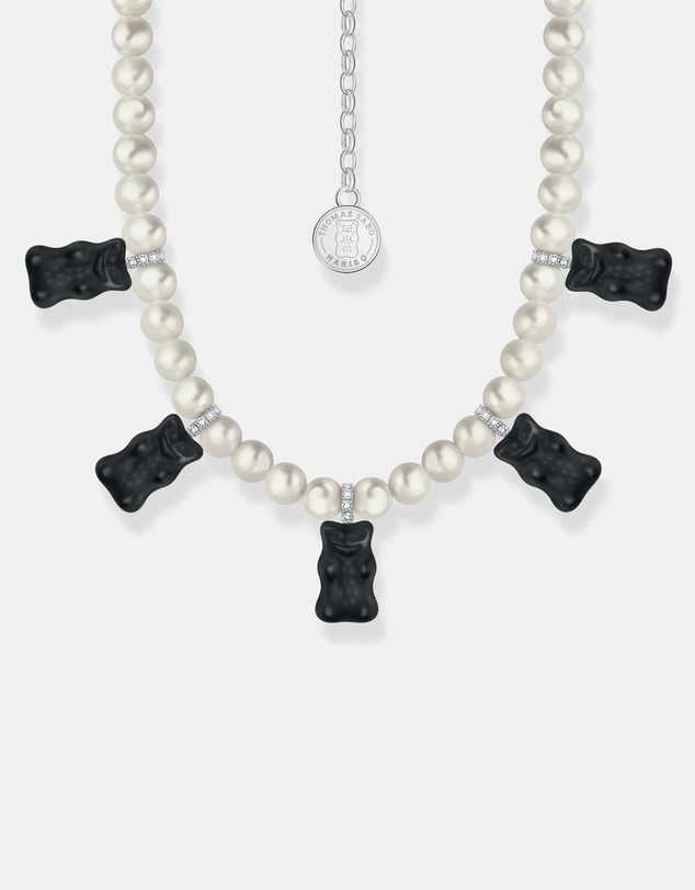 THOMAS SABO - Pearl necklace with black goldbears