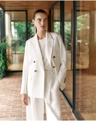 Trenery - Soft Double Breasted Blazer in White