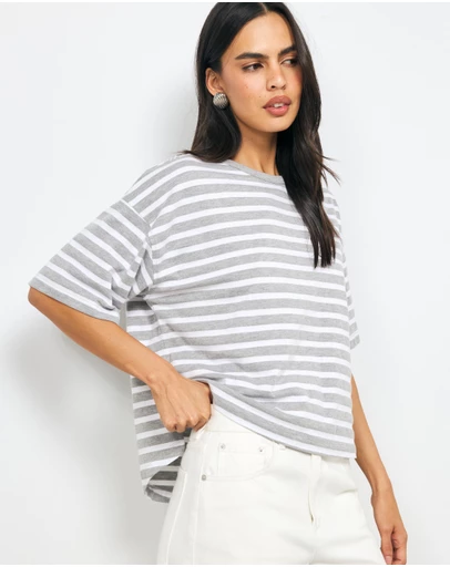 AERE - Layla Stripe Boxy Tee