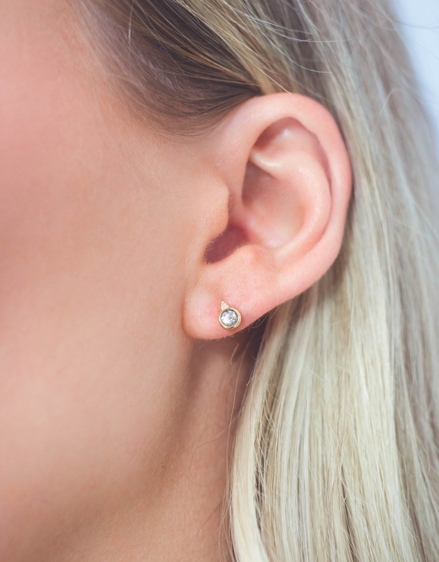 Georgini - Natural Topaz And Two Natural Diamond April Gold Earrings