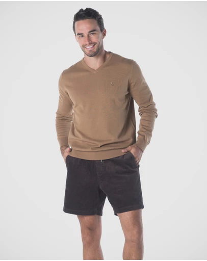 Coast Clothing - V-Neck Cotton Jumper - Natural